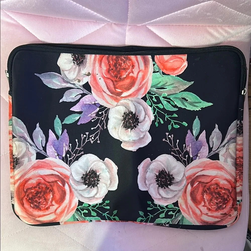 Floral Laptop Sleeve with Zipper